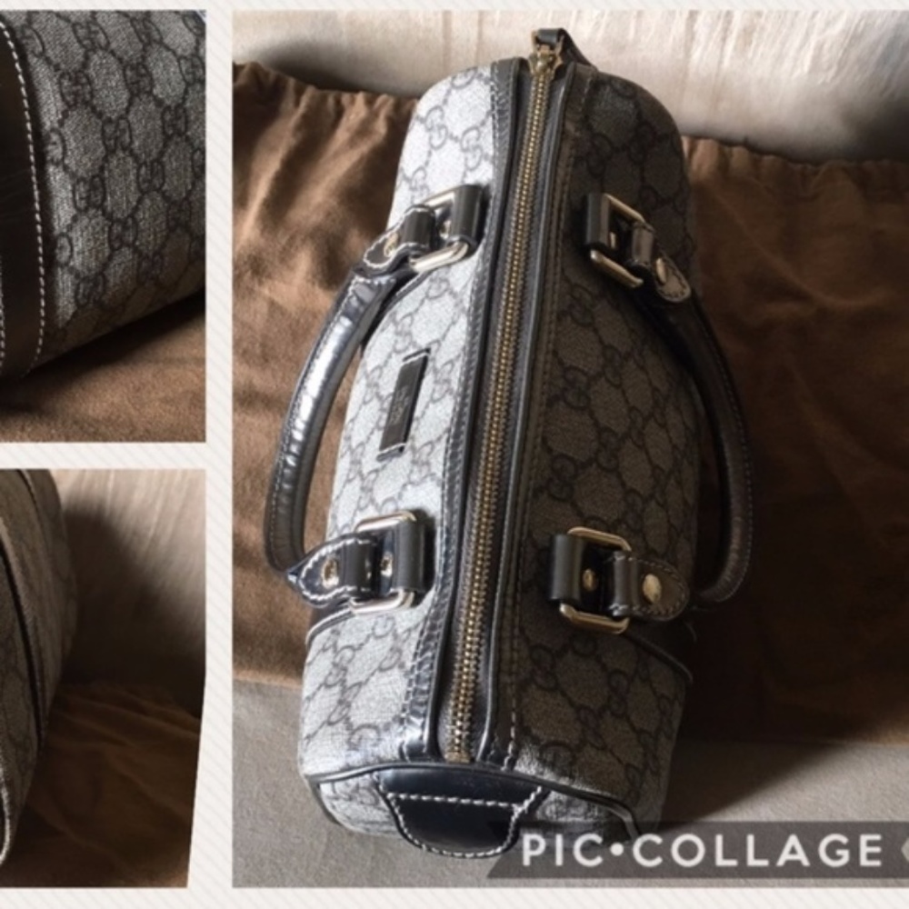 Authenticated Gucci Gray and Black Monogram Bag with dust bag - Picture 5 of 11